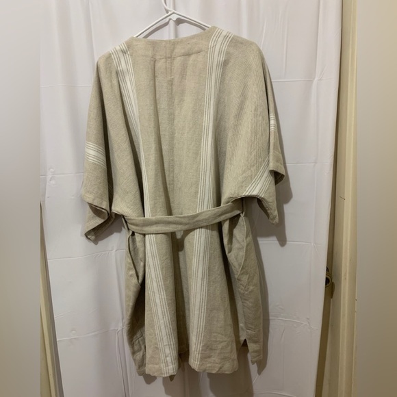 SIMPLE by TRISTA Fluorine Striped Denim Waist Tie Poncho Size Small - Picture 7 of 8